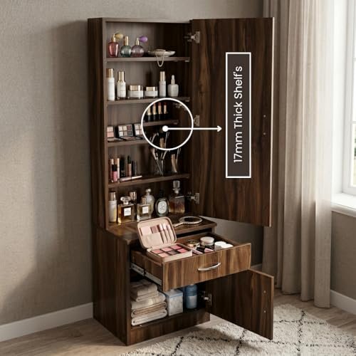 CASPIAN Dark Brown Wooden Vanity Dressing Table - Image 1