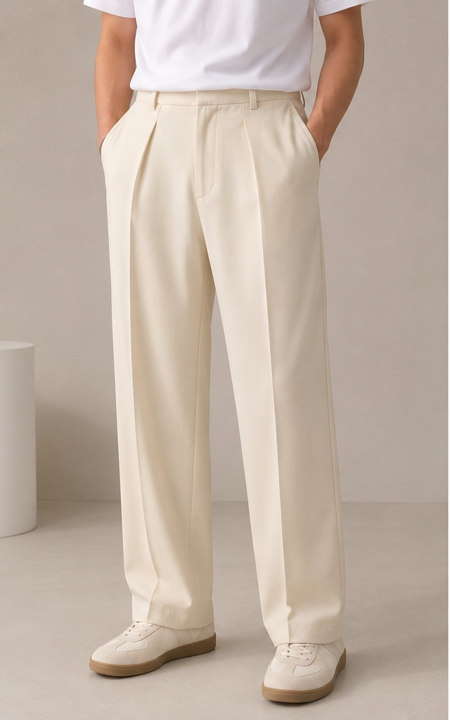 Beige korean pleated trouser | Wishlink - Image 1
