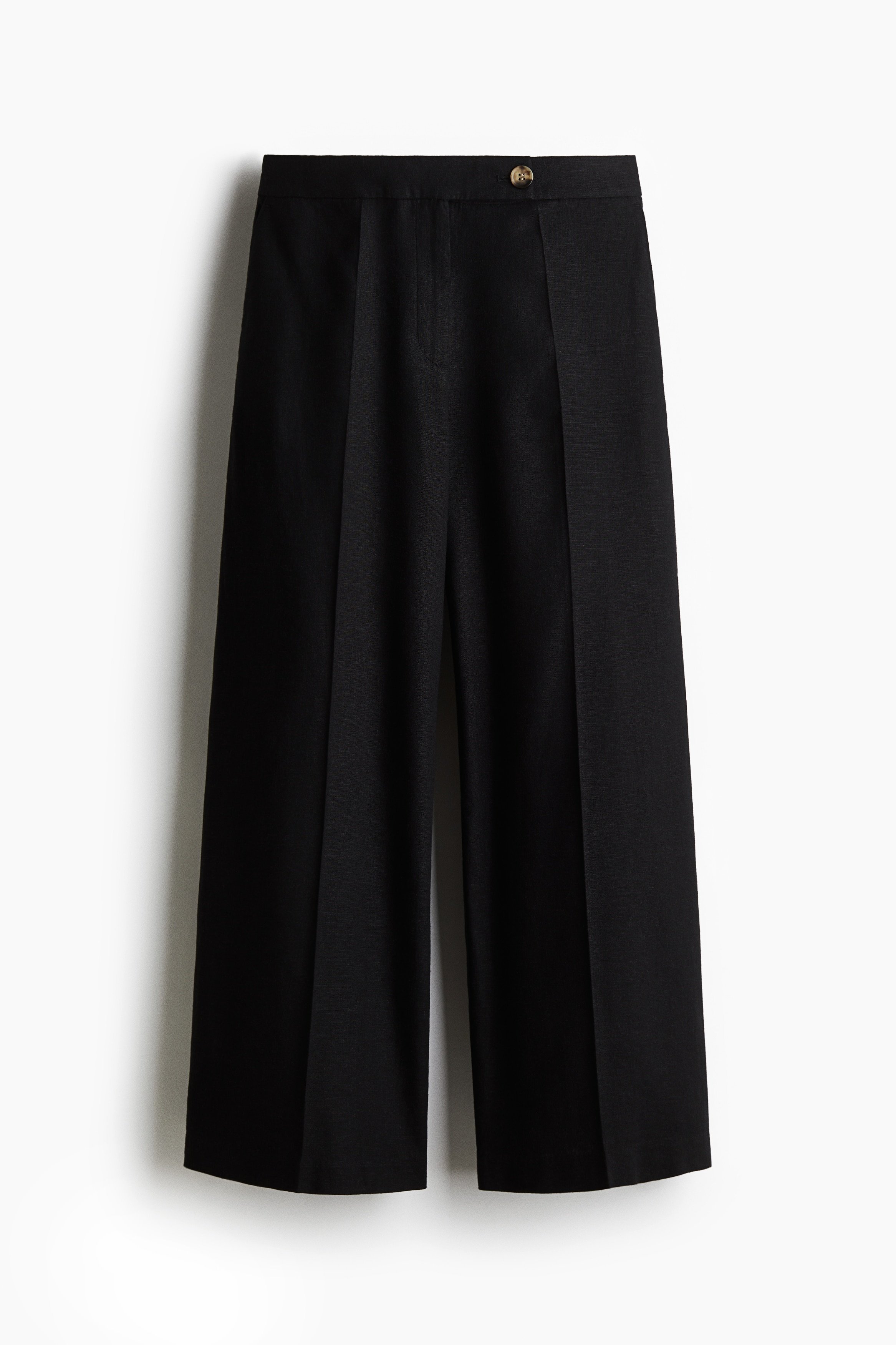 H & M - Tailored linen-blend trousers - Black