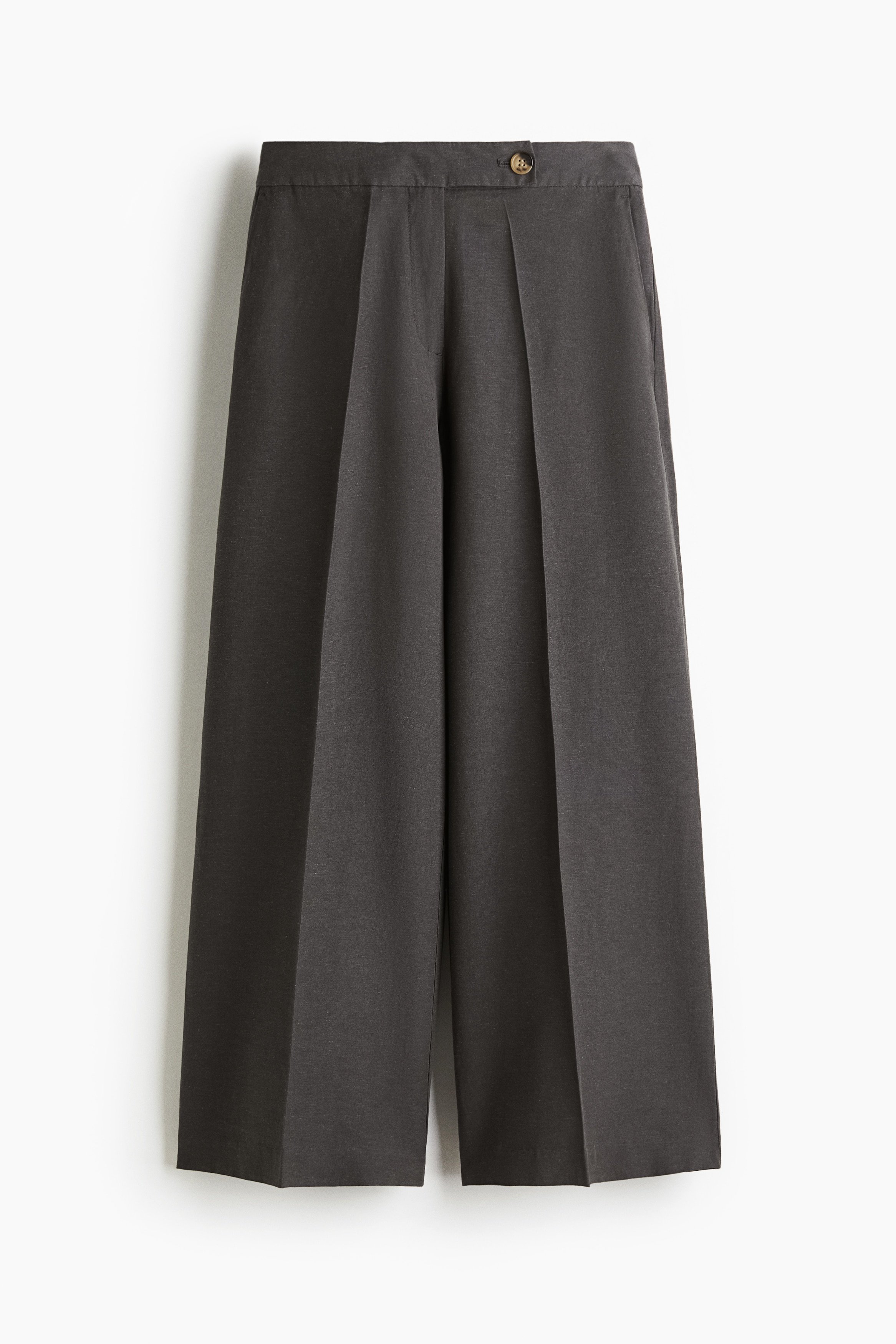 H & M - Tailored linen-blend trousers - Grey