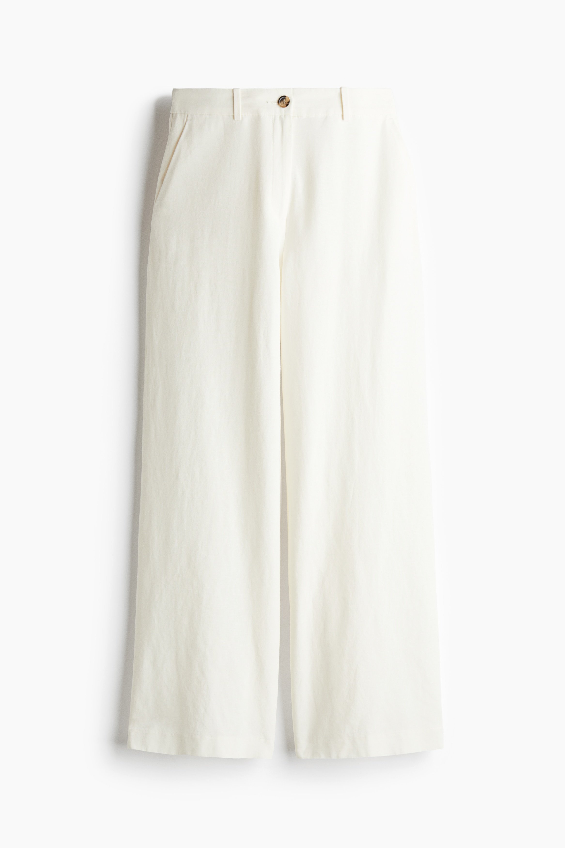 H & M - Wide linen-blend trousers - White