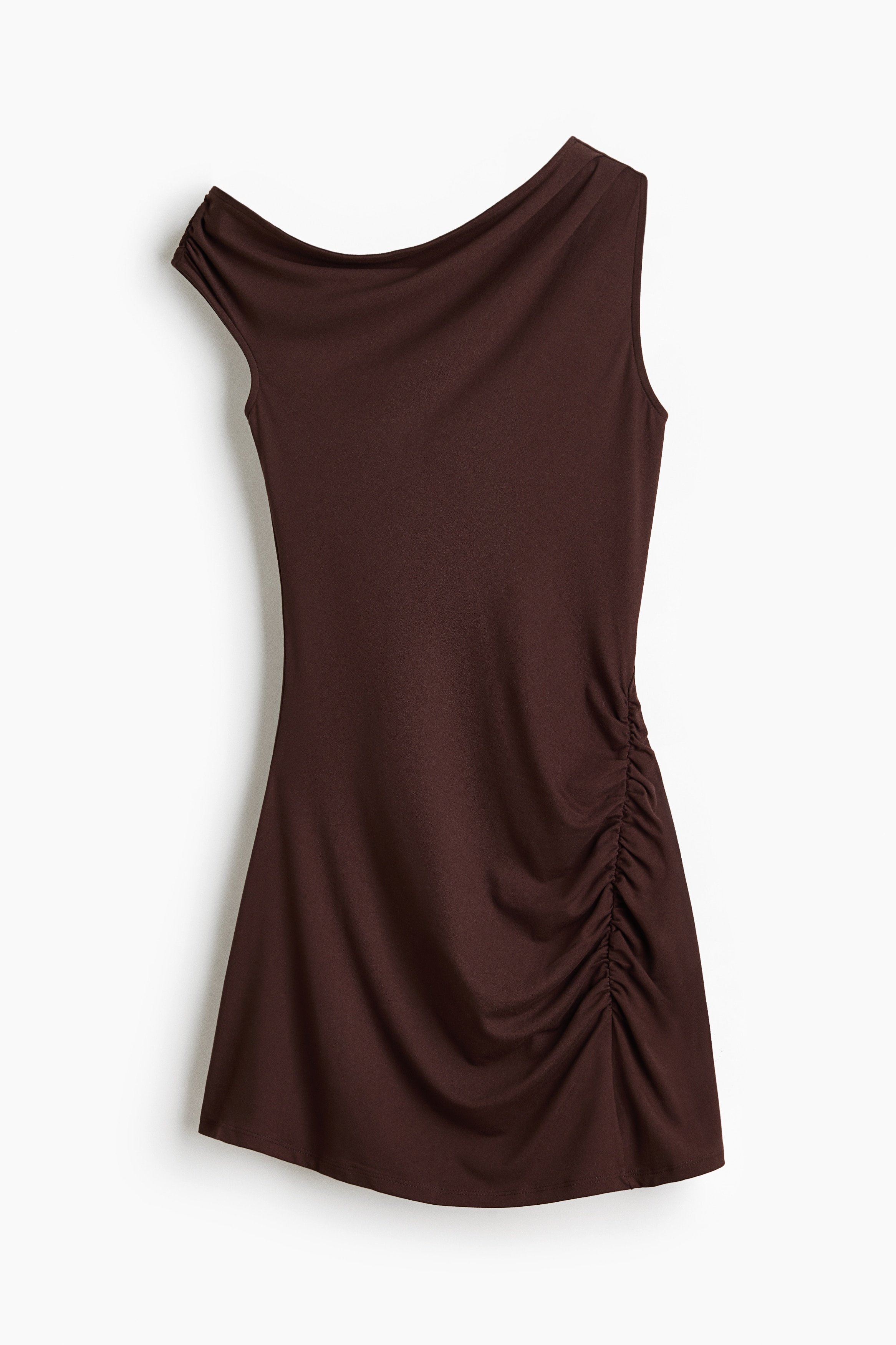 H & M - Gathered one-shoulder dress - Brown