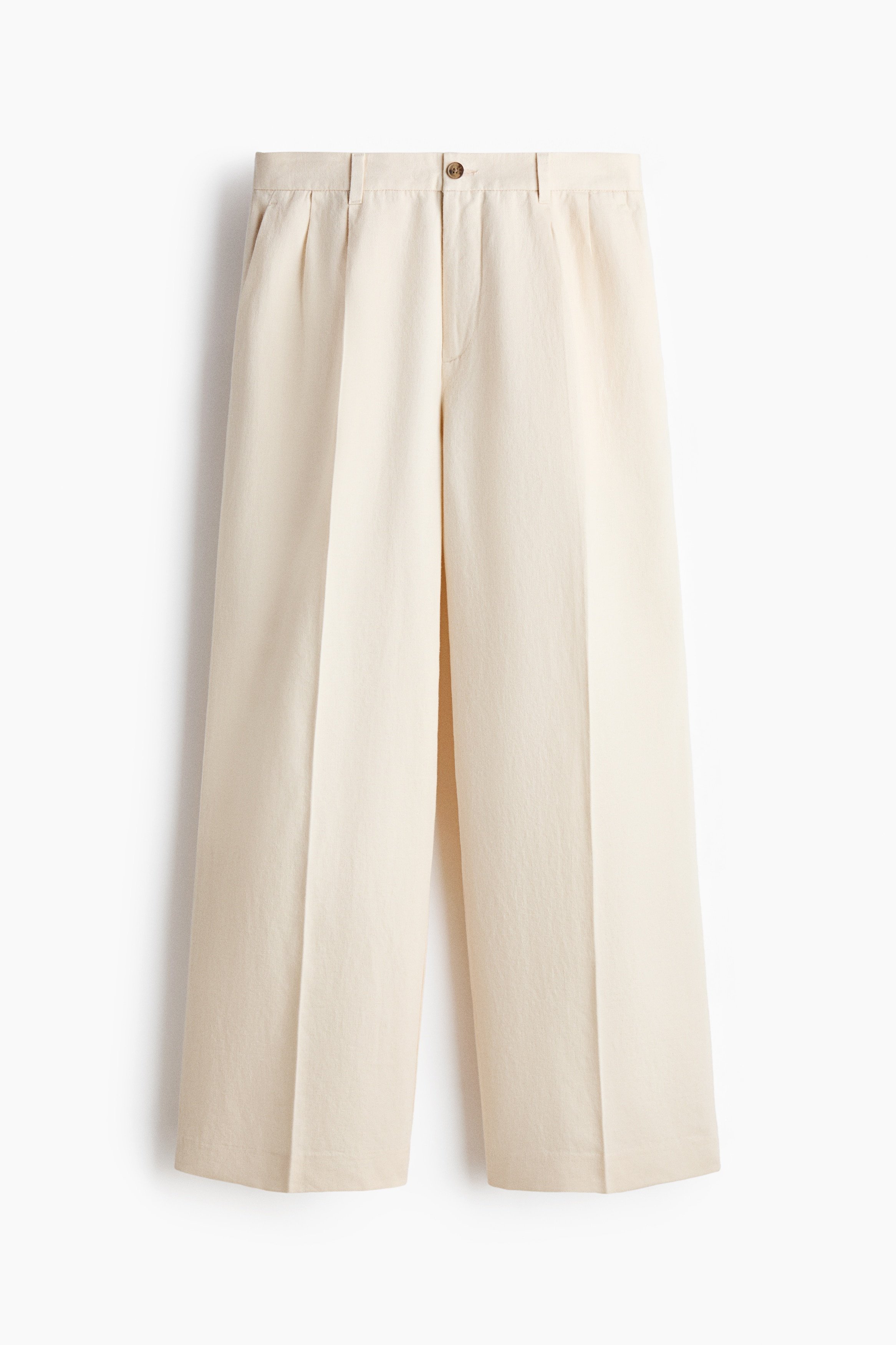 H & M - Loose Fit Linen-blend trousers - White