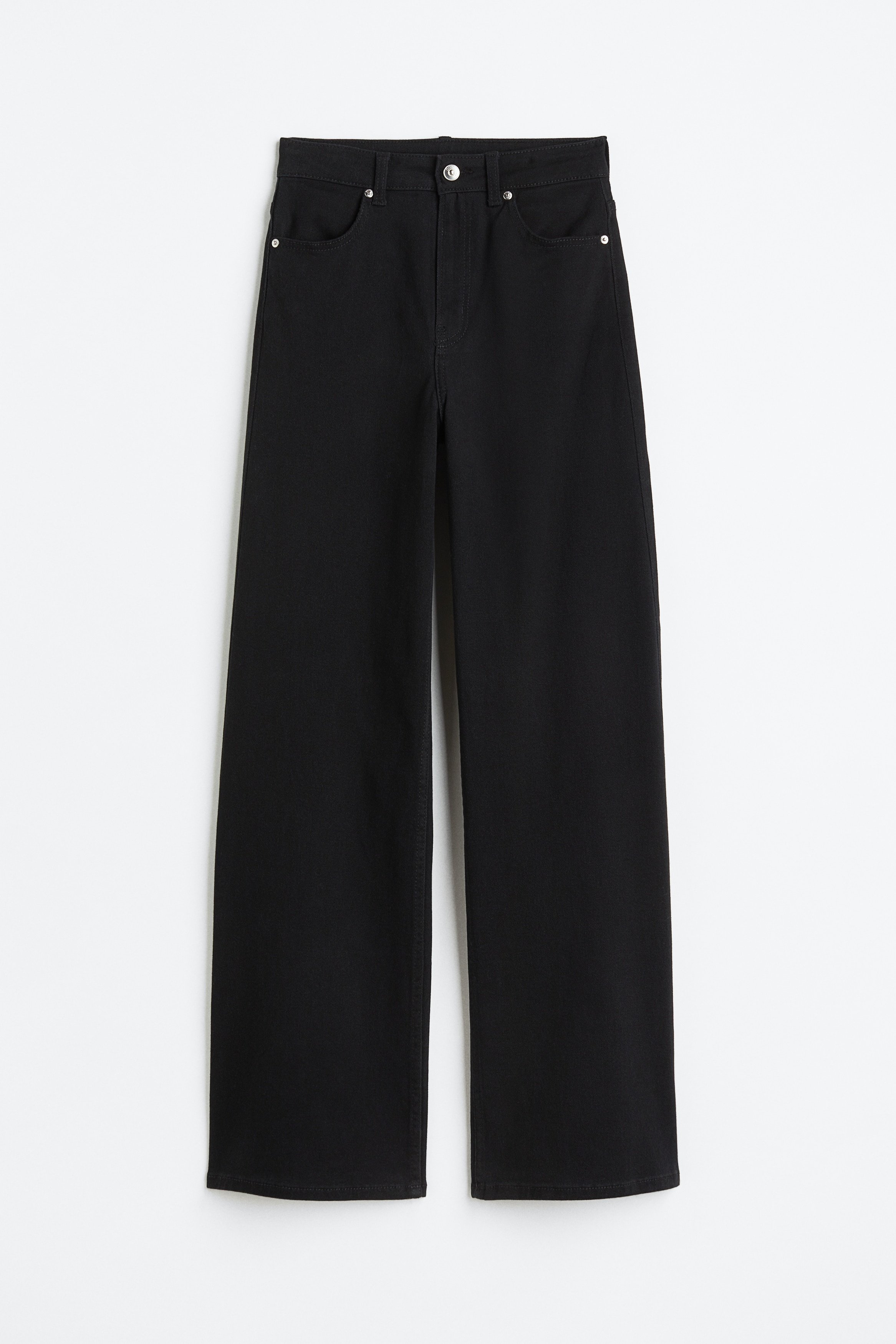 H & M - Wide twill trousers - Black