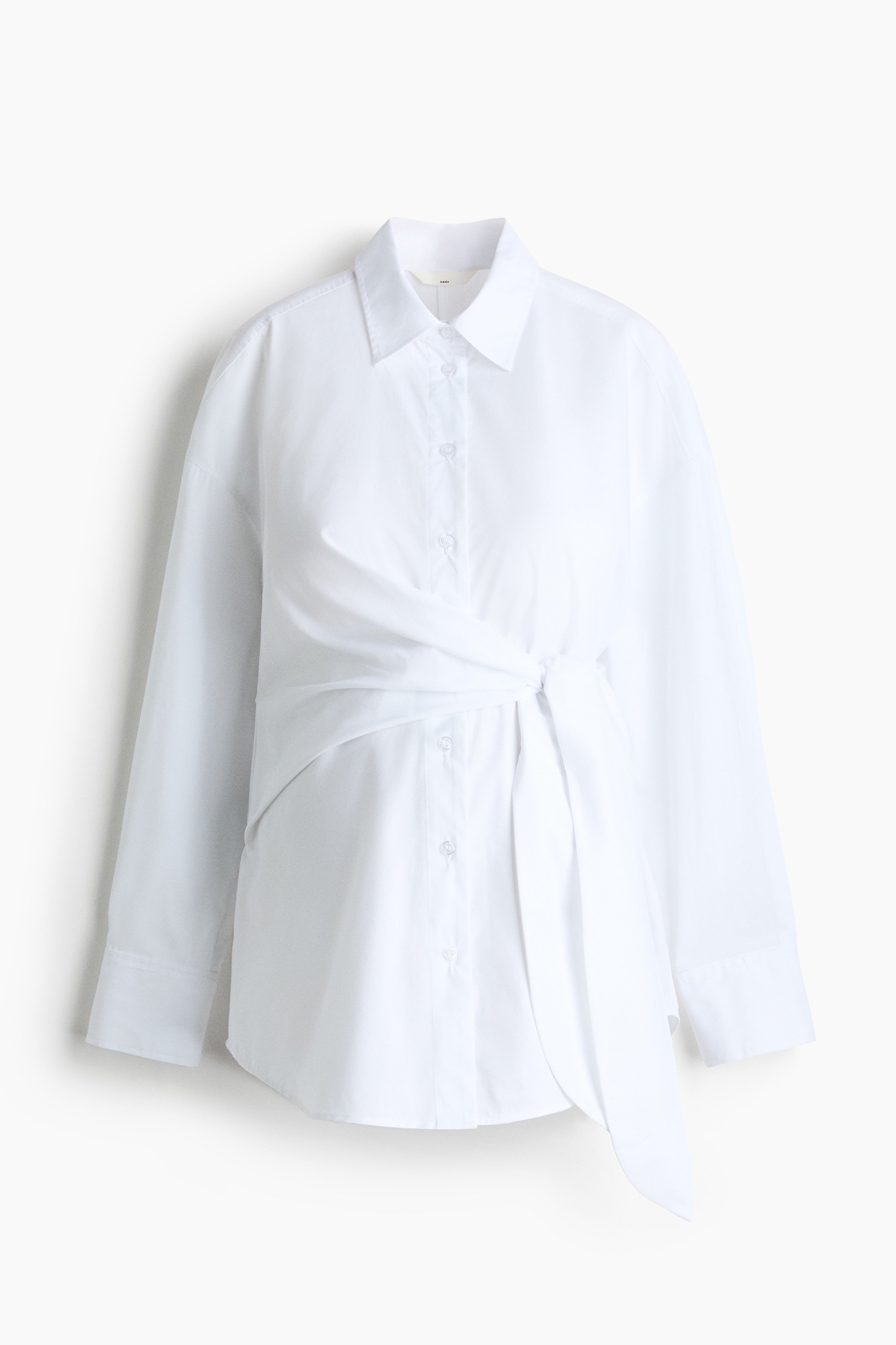 H & M - MAMA Tie-detail cotton shirt - White