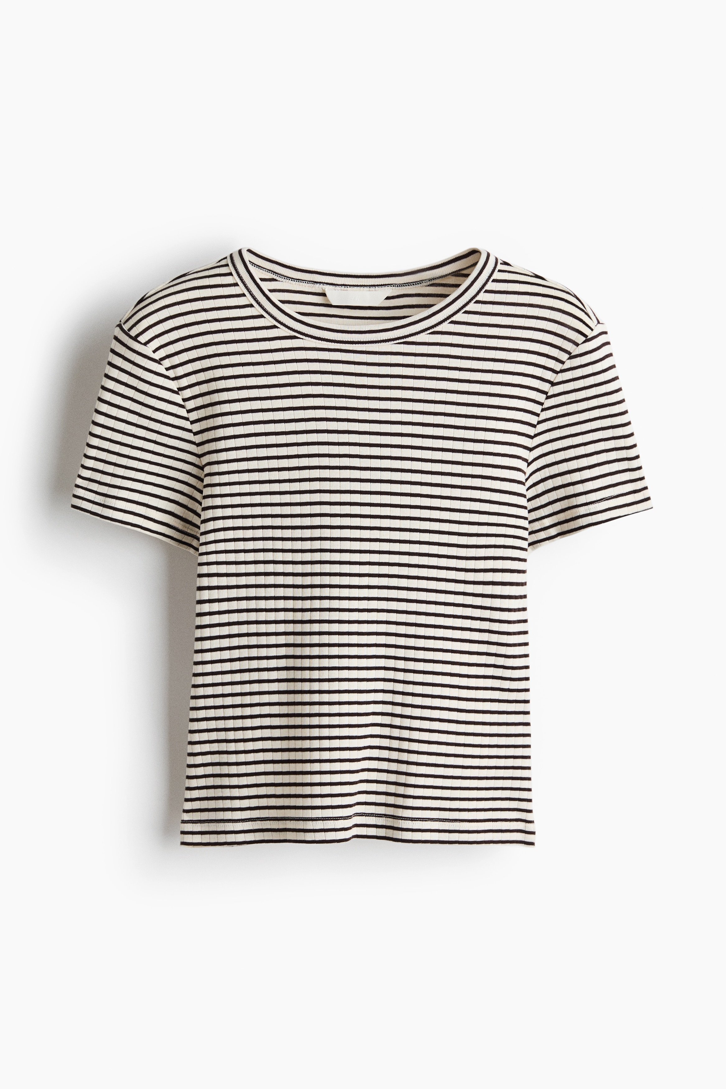 H & M - Ribbed T-shirt - Brown