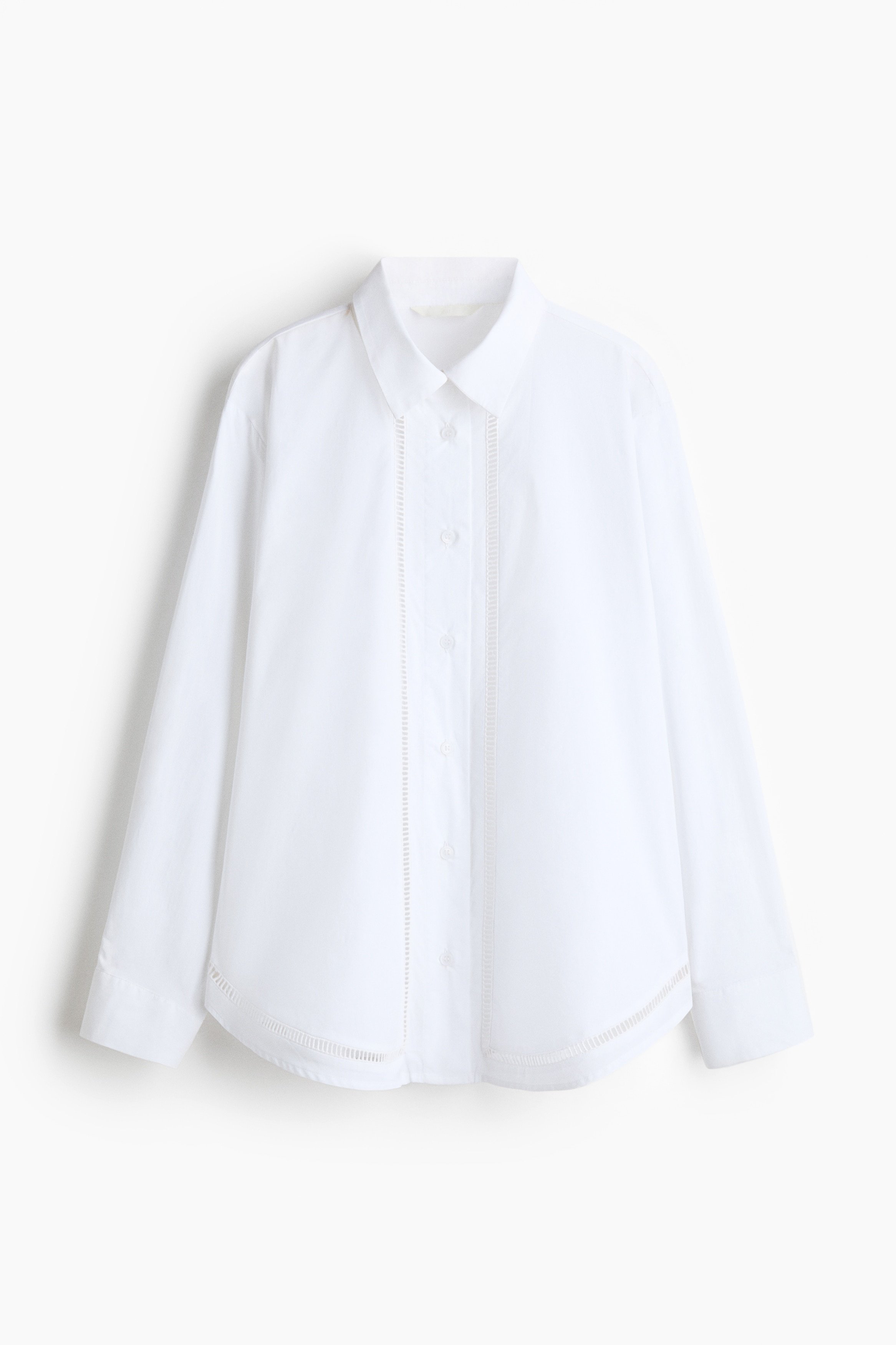 H & M - Lace-inset cotton shirt - White