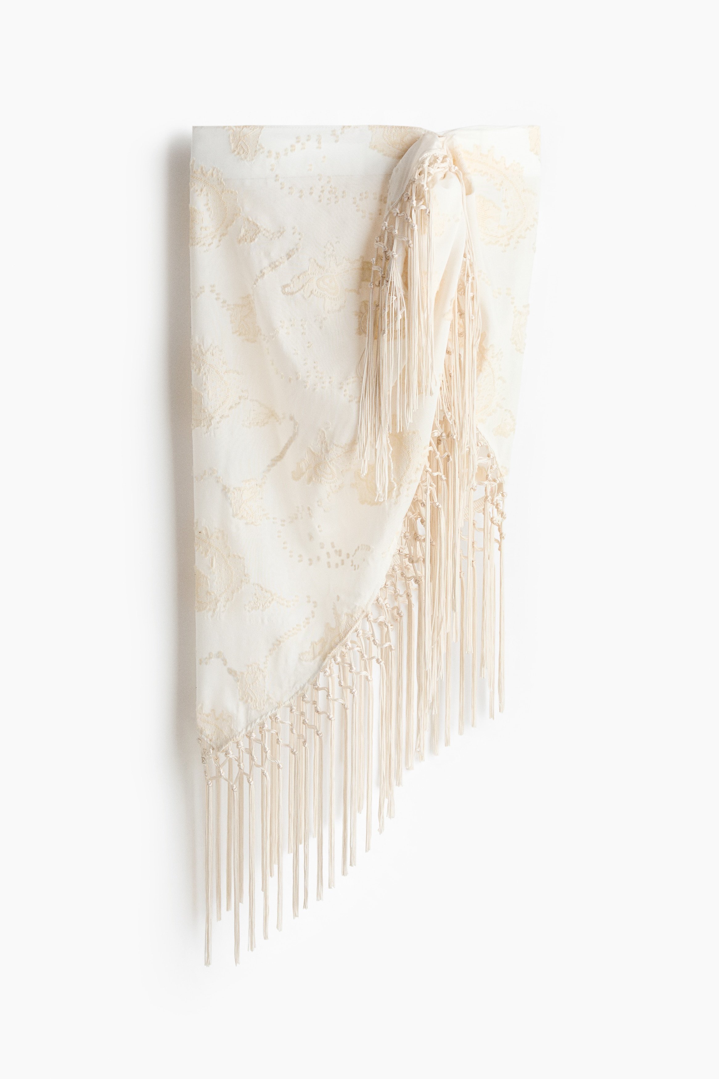 H & M - Fringed triangle scarf - White